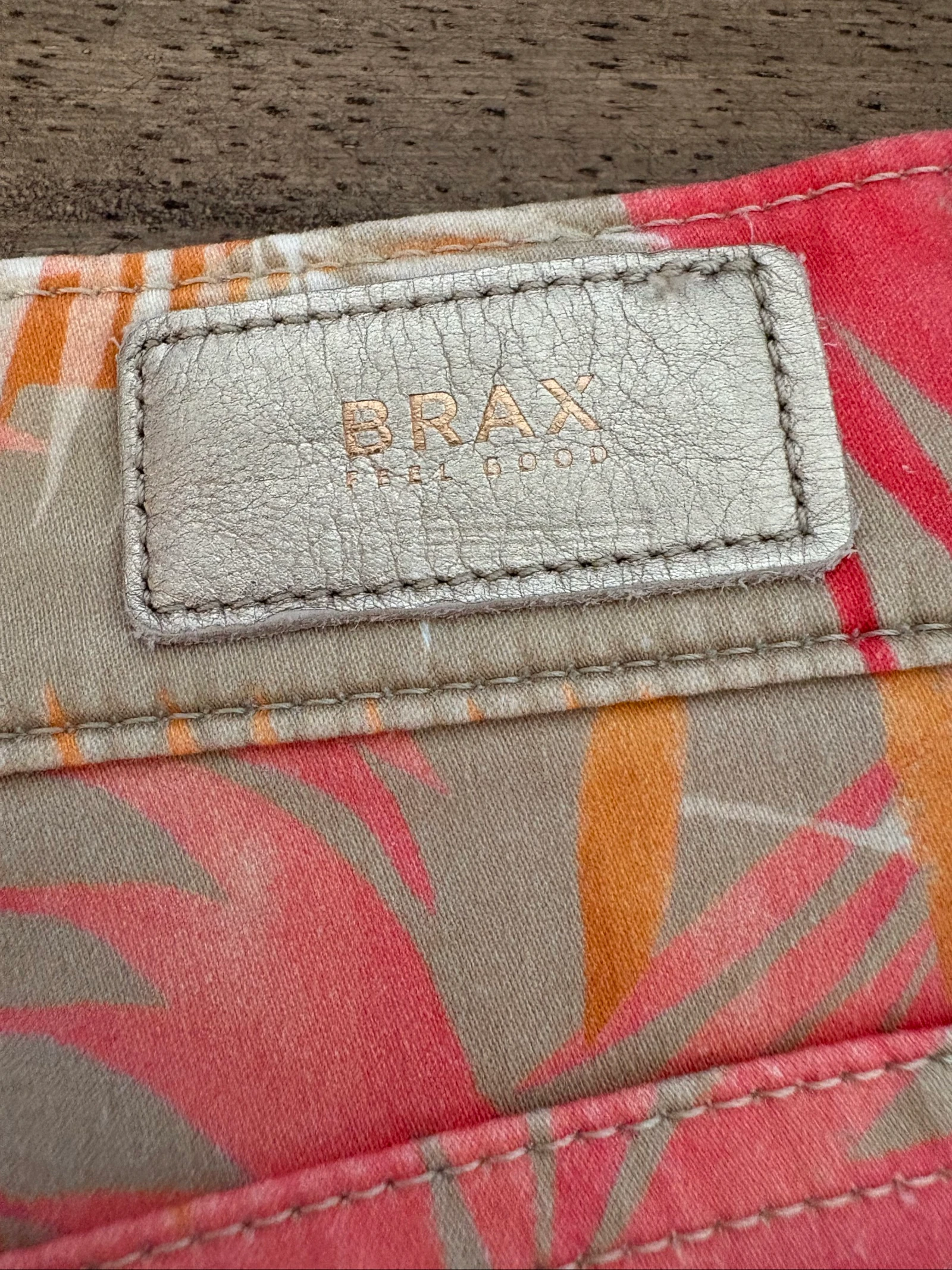 BRAX Feel Good Mary S taupe palm tree print pink/orange pants - 38 (FR40) – photo 11